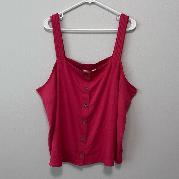 Market & Spruce Button Front Red Tank Top Size 2X  NWT! - Picture 1 of 6